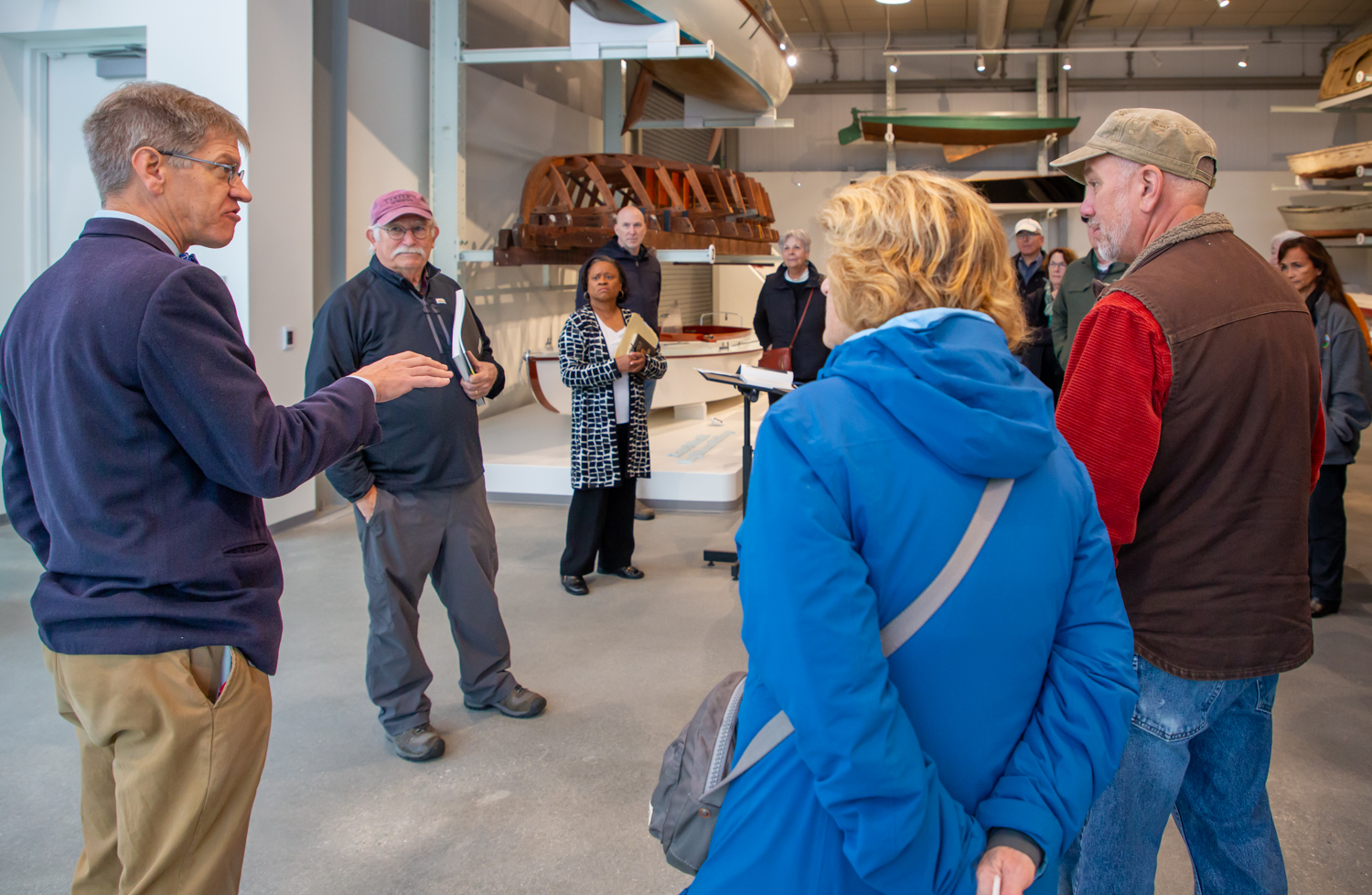 Pete Lesher on a tour of the new exhibitions in the Welcome Center.