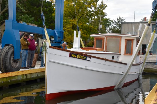 The Chesapeake Bay Maritime Museum’s Shipyard has completed its latest project with the launch of the 36-foot Chesapeake Bay buyboat Mr. Dickie.