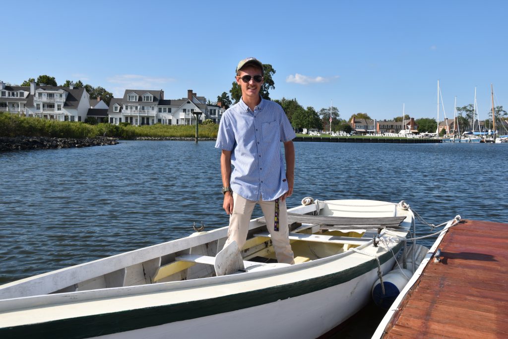 Local teen Caden Lewis took the lead on restorations to CBMM’s crabbing skiff Cinnamon Girl over the summer.