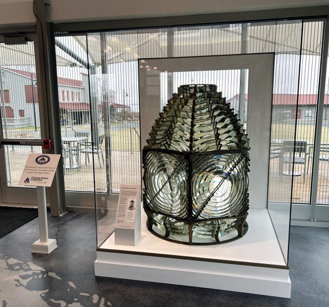 A third-order Fresnel lens greets guests to the new Welcome Center as part of the orientation exhibition.